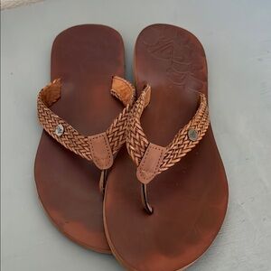 Brown Braided Flip Flops